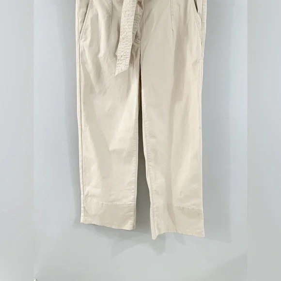 Loft Belted Wide Leg Cropped Pants Beige Size 2 - Picture 4 of 6